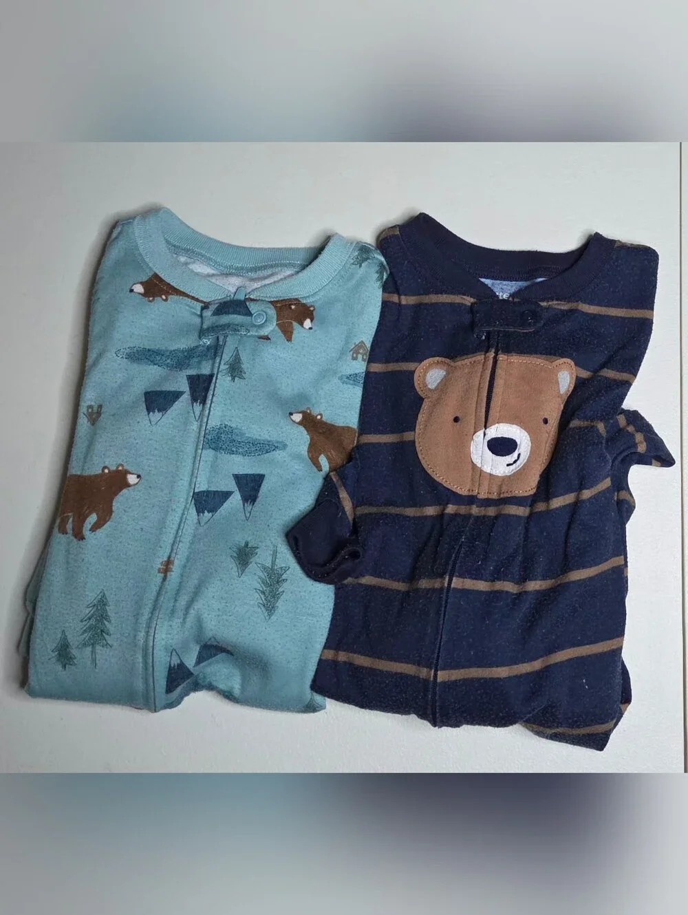 Carter's 3T Cotton Footie Pajamas Lot of 2 Construction & Stripe Sleepers